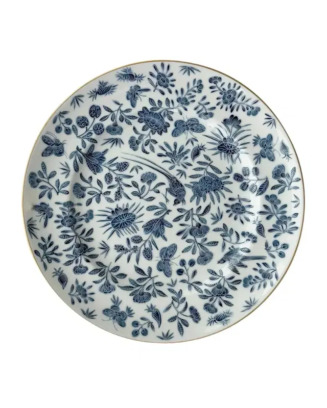 Mottahedeh Sacred Bird & Butterfly Blue Dinner Plate