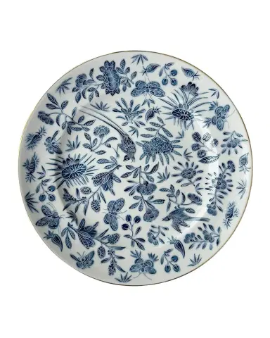 Mottahedeh Sacred Bird & Butterfly Blue Dessert Plate | Thumbnail 1 Mottahedeh Sacred Bird & Butterfly Blue Dessert Plate | Thumbnail 1