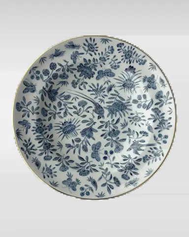 Mottahedeh Sacred Bird & Butterfly Blue Rim Soup Bowl | Thumbnail 2 Mottahedeh Sacred Bird & Butterfly Blue Rim Soup Bowl | Thumbnail 2