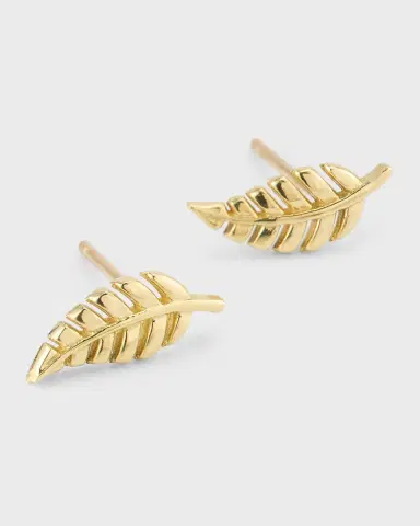 Jennifer Meyer 18k Yellow Gold Mini Leaf Stud Earrings | Thumbnail 3