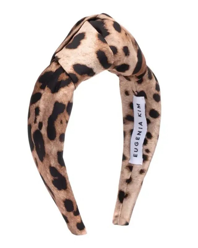 Karyn Leopard-Print Knot Satin Headband