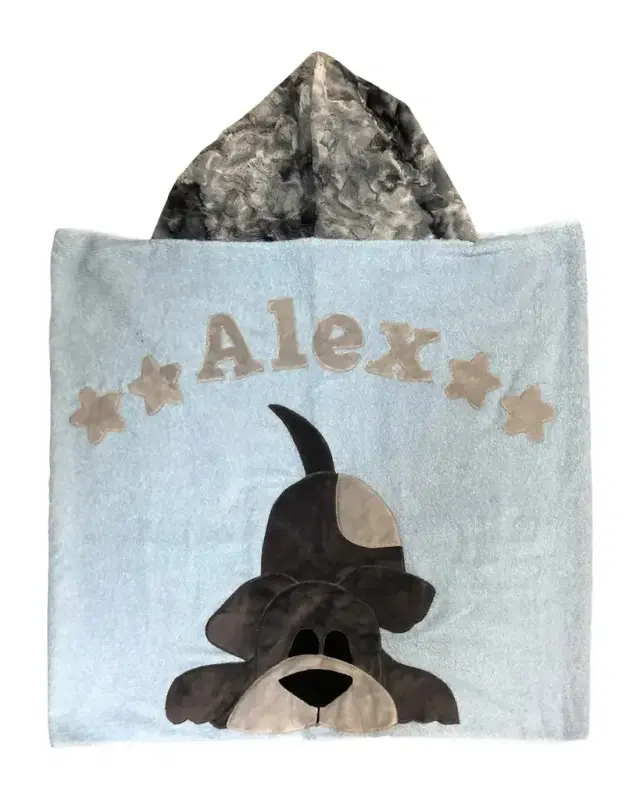 Boogie Baby Happy Tails Personalized Hooded Towel Blue