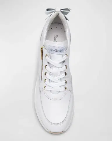 NeroGiardini Bow Platform Leather Sneakers | Thumbnail 4