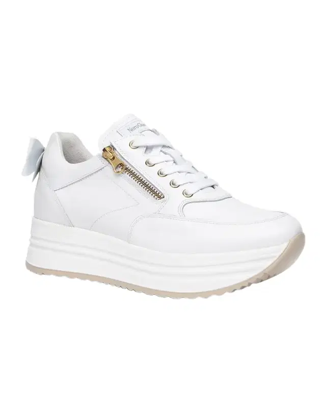 Bow Platform Leather Sneakers