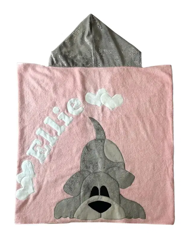 Kid 's Happy Tails Hooded Towel, Personalized