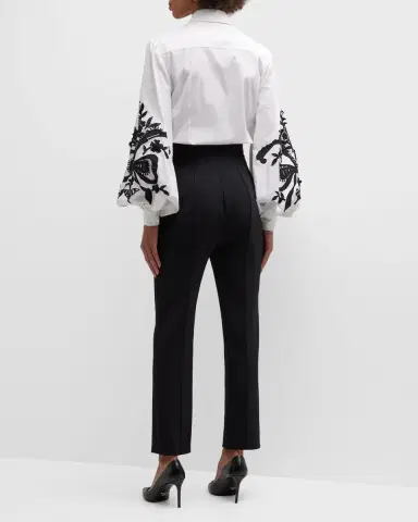 Carolina Herrera High-Rise Skinny-Leg Ankle Crepe Pants | Thumbnail 2