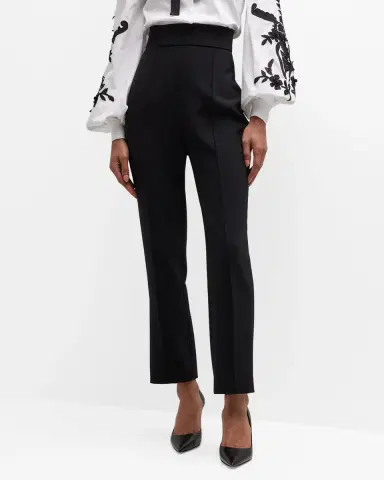 Carolina Herrera High-Rise Skinny-Leg Ankle Crepe Pants | Thumbnail 3