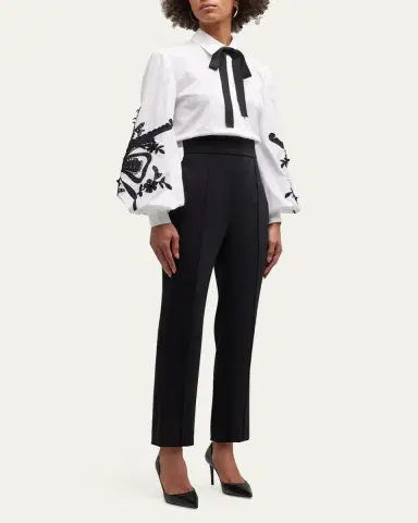 Carolina Herrera High-Rise Skinny-Leg Ankle Crepe Pants | Thumbnail 7