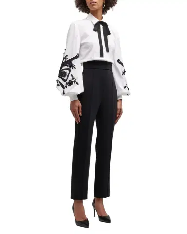 Carolina Herrera High-Rise Skinny-Leg Ankle Crepe Pants | Thumbnail 1