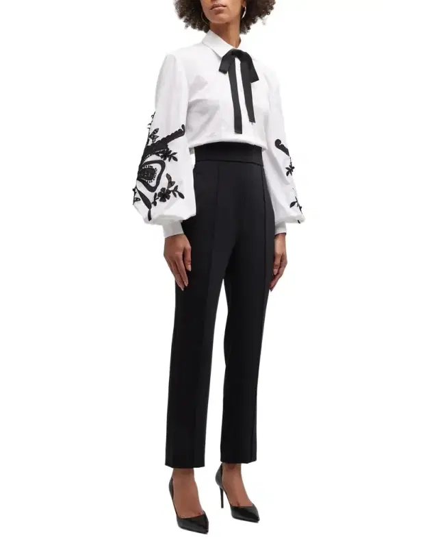Carolina Herrera High-Rise Skinny-Leg Ankle Crepe Pants