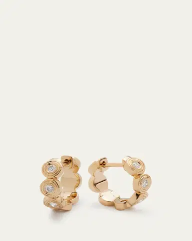 Sydney Evan 14k Yellow Gold Fluted Huggie Earrings With Diamonds | Thumbnail 3