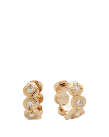 Sydney Evan 14k Yellow Gold Fluted Huggie Earrings With Diamonds | Thumbnail 1