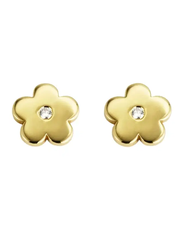 18K Yellow Gold Mini Daisy Stud Earrings