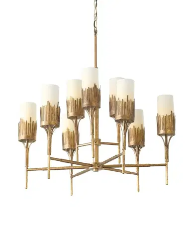 Lucas McKearn Sawgrass 9-Light Chandelier in Gold Leaf | Thumbnail 1