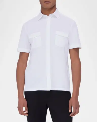 Bugatchi Men's OoohCotton Short-Sleeve Shirt with Chest Pockets | Thumbnail 3 Bugatchi Men's OoohCotton Short-Sleeve Shirt with Chest Pockets | Thumbnail 3