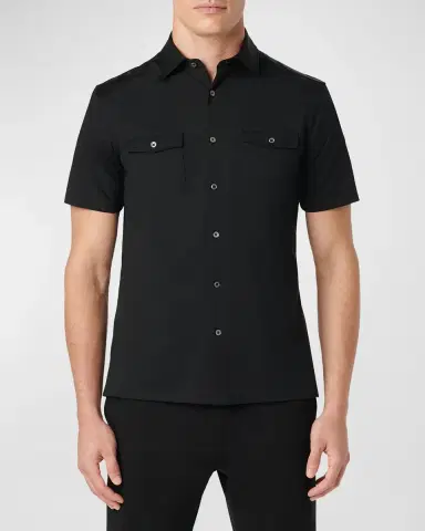 Bugatchi Men's OoohCotton Short-Sleeve Shirt with Chest Pockets | Thumbnail 5 Bugatchi Men's OoohCotton Short-Sleeve Shirt with Chest Pockets | Thumbnail 5