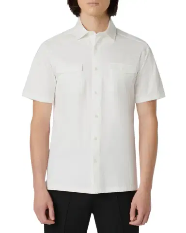 Bugatchi Men's OoohCotton Short-Sleeve Shirt with Chest Pockets | Thumbnail 1 Bugatchi Men's OoohCotton Short-Sleeve Shirt with Chest Pockets | Thumbnail 1