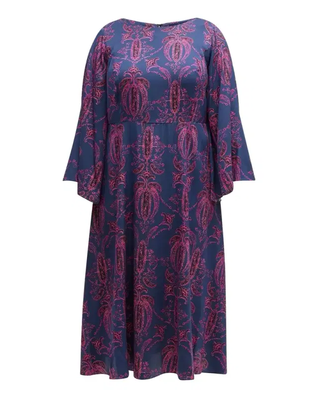 Gabriella Rossetti Lucrezia Printed Bell-Sleeve Midi Dress