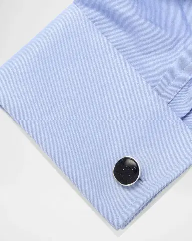 Cufflinks, Inc. Men 's Sterling Silver Round Blue Goldstone Cufflinks | Thumbnail 5