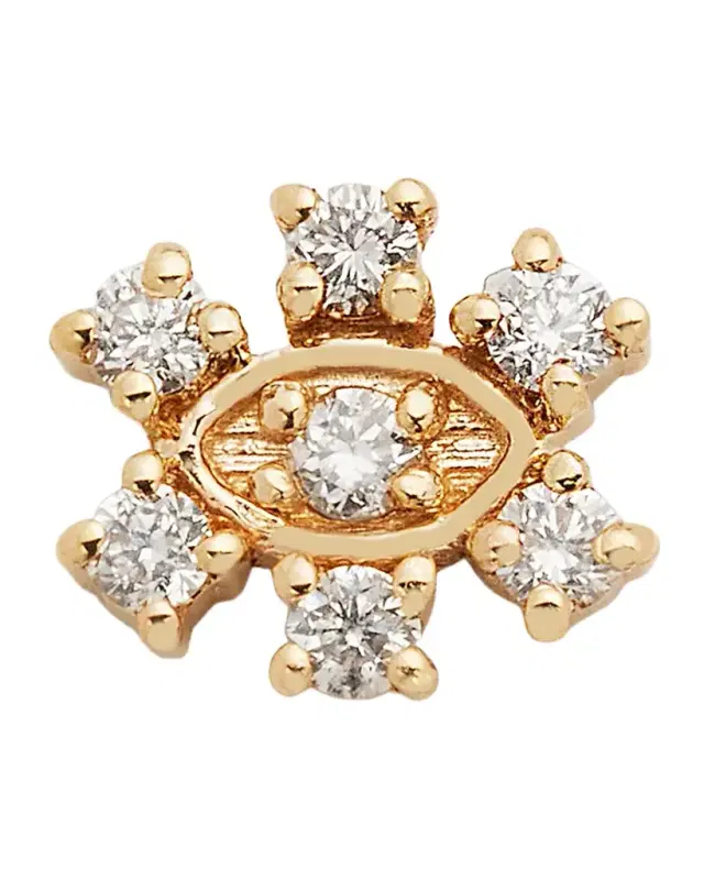 14k Gold Diamond Marquise Eye Single Stud Earring