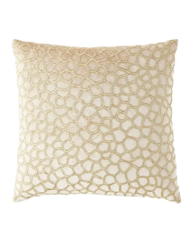 Larrisa Modern Metallic and Beaded Velvet Decorative Pillow, 22" Square
