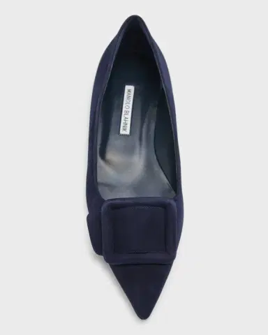 Manolo Blahnik Maysale Suede Buckle Ballerina Flats | Thumbnail 4