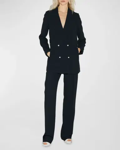 CALLAS MILANO Chain-Embellished Double-Breasted Crepe Blazer | Thumbnail 2 CALLAS MILANO Chain-Embellished Double-Breasted Crepe Blazer | Thumbnail 2
