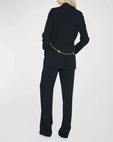 CALLAS MILANO Chain-Embellished Double-Breasted Crepe Blazer | Thumbnail 3 CALLAS MILANO Chain-Embellished Double-Breasted Crepe Blazer | Thumbnail 3