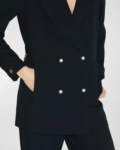 CALLAS MILANO Chain-Embellished Double-Breasted Crepe Blazer | Thumbnail 4 CALLAS MILANO Chain-Embellished Double-Breasted Crepe Blazer | Thumbnail 4