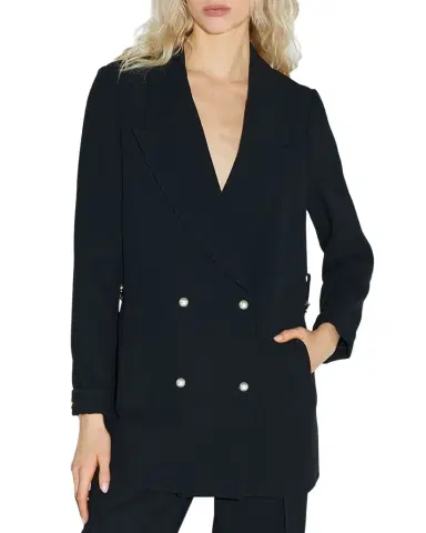 CALLAS MILANO Chain-Embellished Double-Breasted Crepe Blazer | Thumbnail 1 CALLAS MILANO Chain-Embellished Double-Breasted Crepe Blazer | Thumbnail 1
