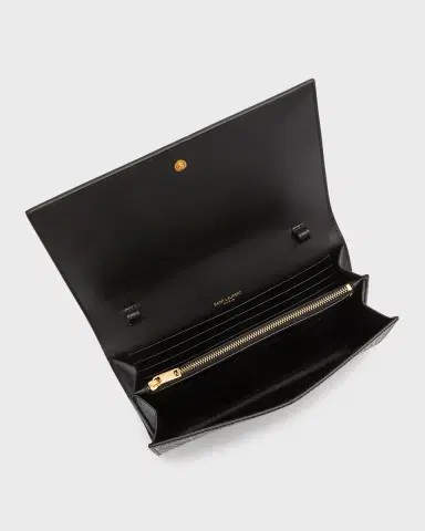 Saint Laurent Cassandra YSL Wallet on Chain in Croc Embossed Leather | Thumbnail 2 Saint Laurent Cassandra YSL Wallet on Chain in Croc Embossed Leather | Thumbnail 2