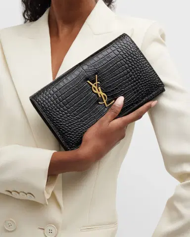 Saint Laurent Cassandra YSL Wallet on Chain in Croc Embossed Leather | Thumbnail 3 Saint Laurent Cassandra YSL Wallet on Chain in Croc Embossed Leather | Thumbnail 3