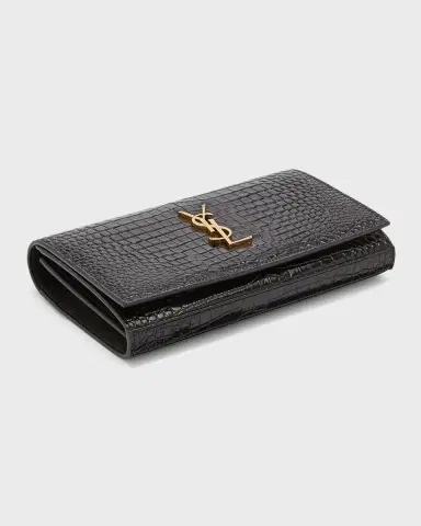 Saint Laurent Cassandra YSL Wallet on Chain in Croc Embossed Leather | Thumbnail 7 Saint Laurent Cassandra YSL Wallet on Chain in Croc Embossed Leather | Thumbnail 7