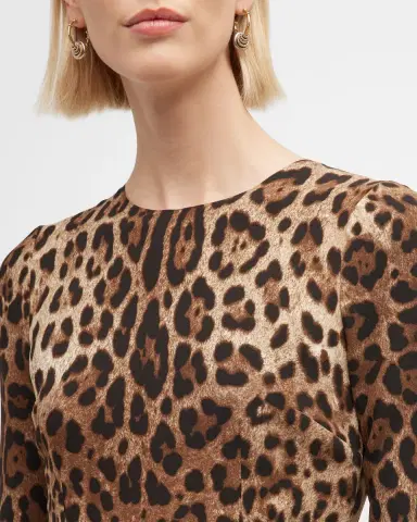 Dolce & Gabbana Leopard-Print Long-Sleeve Midi Dress | Thumbnail 5 Dolce & Gabbana Leopard-Print Long-Sleeve Midi Dress | Thumbnail 5