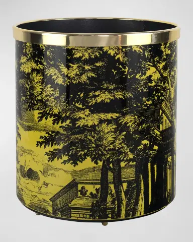 Fornasetti Paper Basket - Giardino Settecentesco Black Yellow | Thumbnail 2