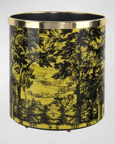 Fornasetti Paper Basket - Giardino Settecentesco Black Yellow | Thumbnail 3