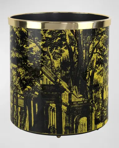 Fornasetti Paper Basket - Giardino Settecentesco Black Yellow | Thumbnail 4