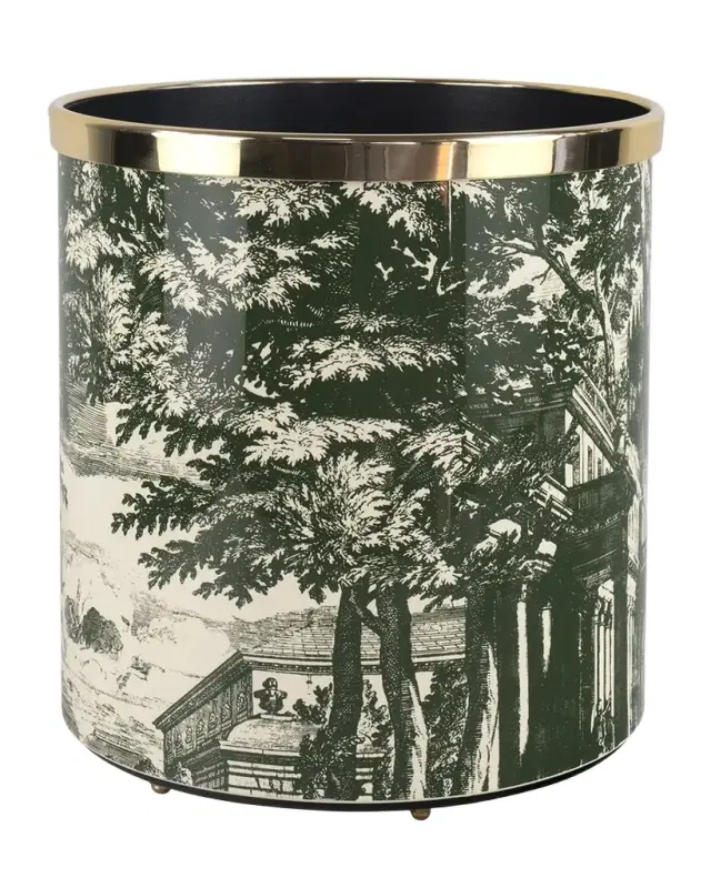 FORNASETTI Paper Basket - Giardino Settecentesco Green Ivory
