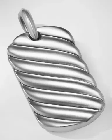 David Yurman Men 's Sculpted Cable Tag Pendant in Silver | Thumbnail 2