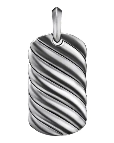 David Yurman Men 's Sculpted Cable Tag Pendant in Silver | Thumbnail 1