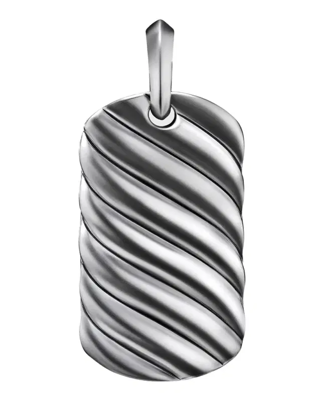 Men 's Sculpted Cable Tag Pendant in Silver