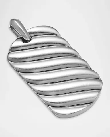 David Yurman Men 's Sculpted Cable Tag Pendant in Silver | Thumbnail 3
