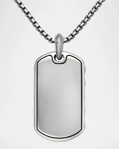 David Yurman Men 's Sculpted Cable Tag Pendant in Silver | Thumbnail 5