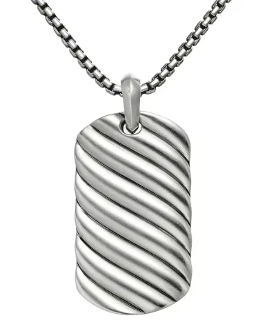 David Yurman Men 's Sculpted Cable Tag Pendant in Silver | Thumbnail 1