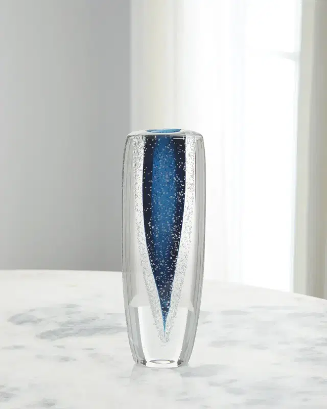 John-Richard Collection Sapphire Blue Handblown Glass Vase II