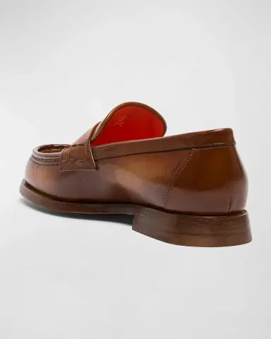 Santoni Airglow Classic Leather Penny Loafers | Thumbnail 2