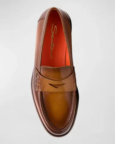 Santoni Airglow Classic Leather Penny Loafers | Thumbnail 3