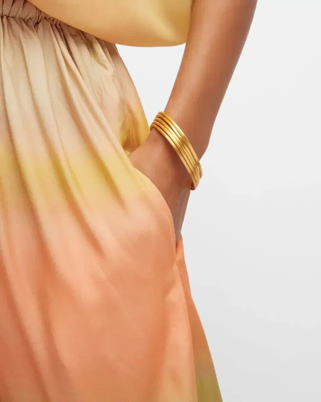 Brushed Gold Bangles, Set of 5