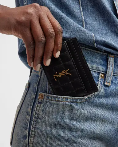Saint Laurent Cassandre YSL Card Case in Quilted Smooth Leather | Thumbnail 2