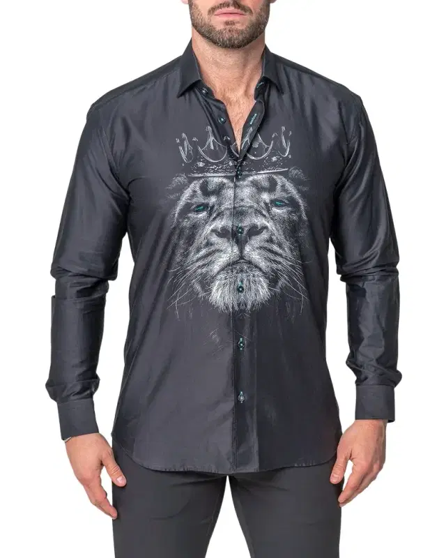 Maceoo Men 's Fibonacci Lion Crown Sport Shirt
